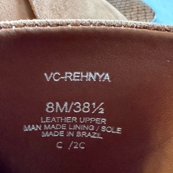 VINCE CAMUTO Rehnya Leather Heeled Sandal in Warm Caramel (8M) - Picture 11 of 17